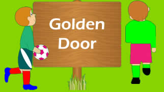 Soccer kids play the golden door